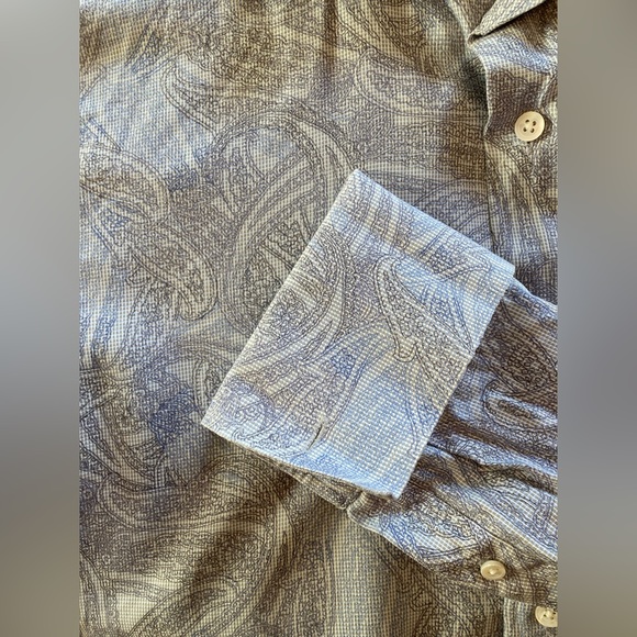 Banana Republic Men’s French Cuff Dress Shirt, M, 15-15.5, Light Blue Paisley - Picture 5 of 5